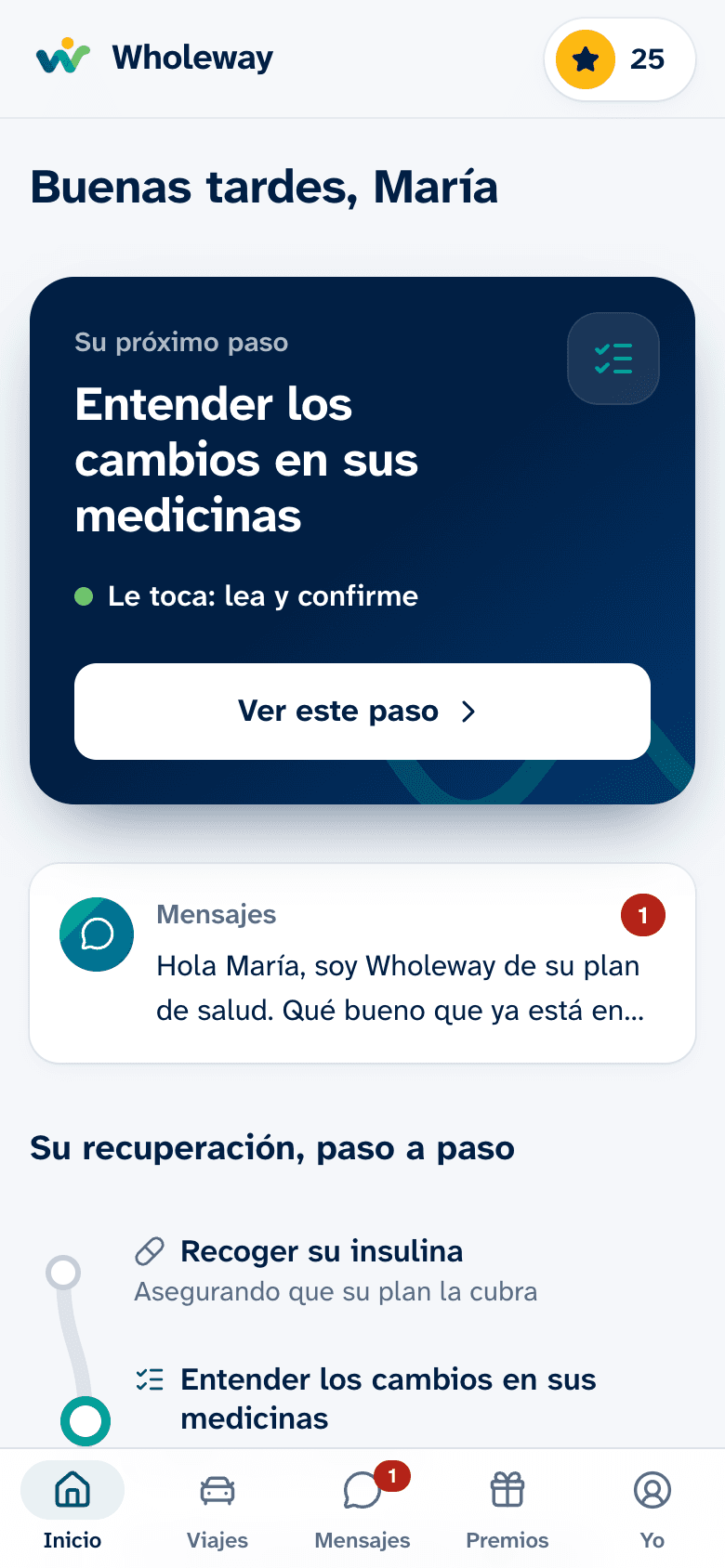 The member app in Spanish: her next step is to understand her medication changes